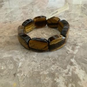 NWT 21st & Stone Genuine Tiger’s Eye Stretch Bracelet